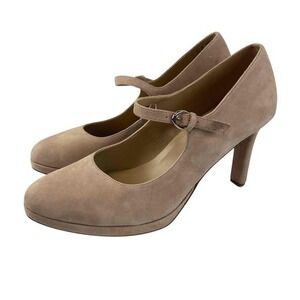 Naturalizer Womens Size 9.5W Talissa Mary Jane Pump Barely Creme Suede Heels‎